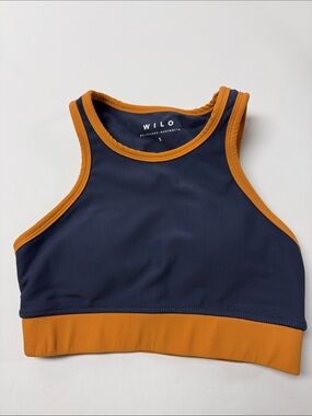 WILO Navy Sports Bra with Mustard Trim